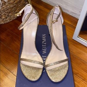 Stuart Weitzman Platinum/Gold Nudistsong Heels